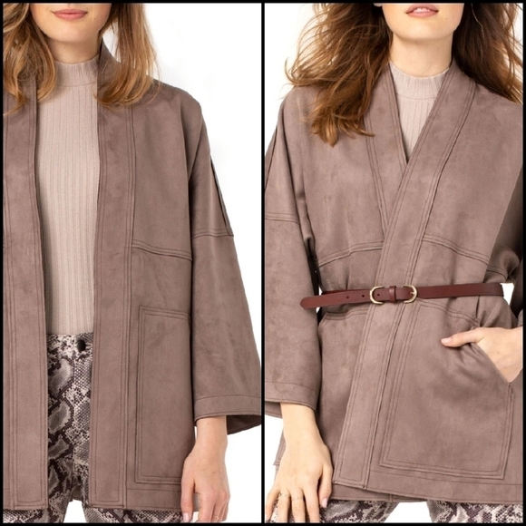 NEW! LIVERPOOL LOS ANGELES Vegan Suede Kimono Jacket M/L. - Picture 1 of 8